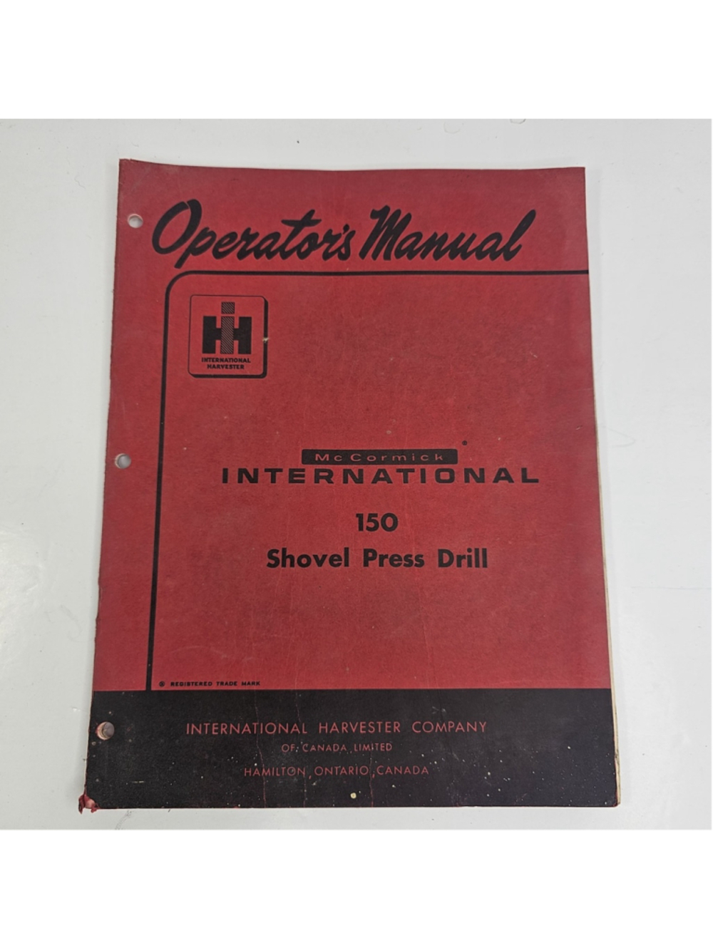 Vintage IH McCormick International 150 Shovel Press Drill Operator’s Manual 1964